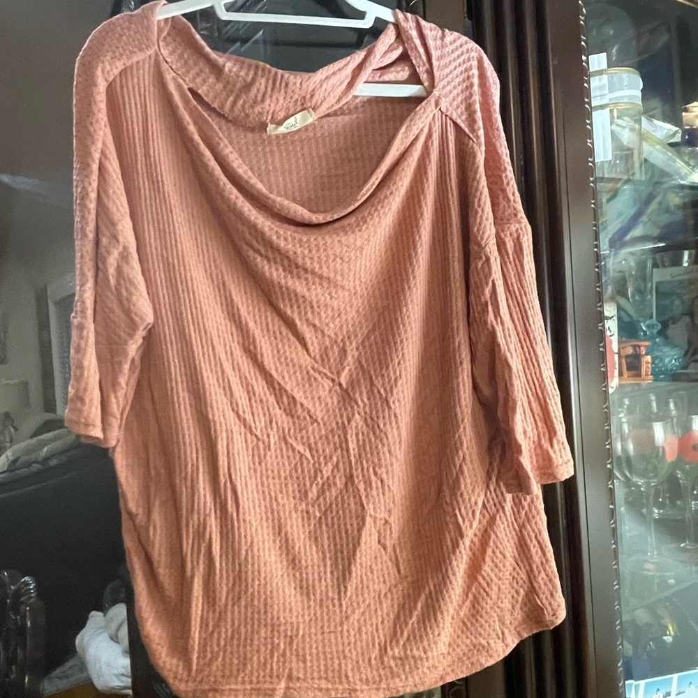 Pink Textured Long Sleeve Top